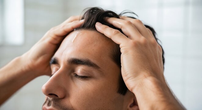 Man testing hand reflexes with eyes closed in modern bathroom setting. Neurologist performing hand reflex evaluation while looking calm and focused.