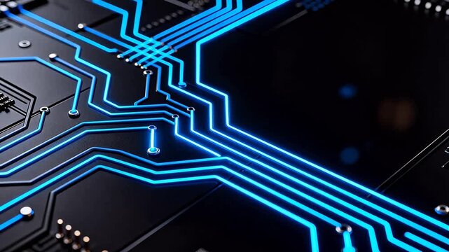 Closeup of illuminated circuit board