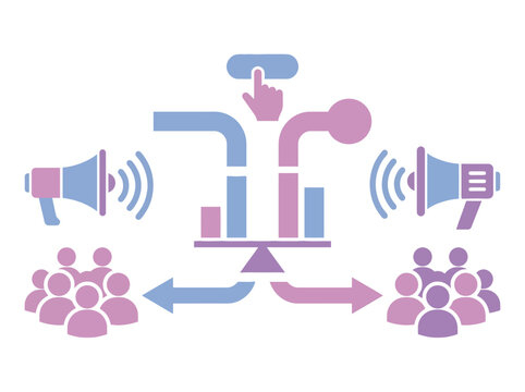 Vector graphic showing split testing and audience segmentation
