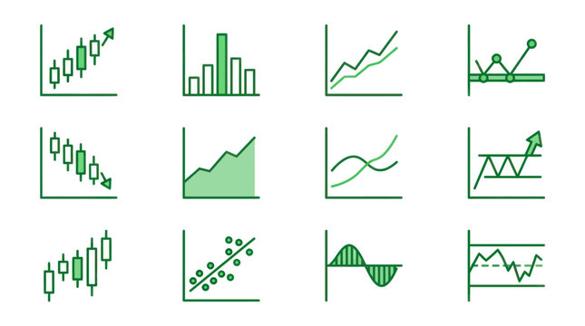 Financial Charts and Graphs Icon Set