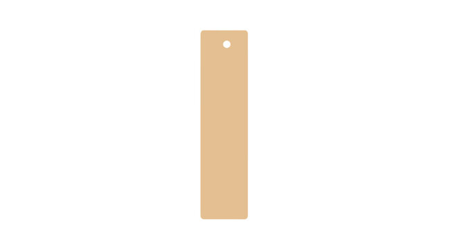 Brown wooden tag with hole.