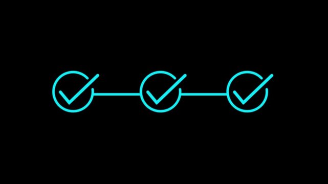 3 steps infographics animation Progress Line Animation with Checkmark Icon 4k video.