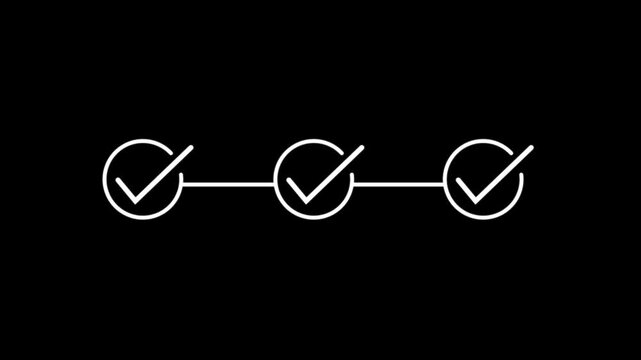 3 steps infographics animation Progress Line Animation with Checkmark Icon 4k video.