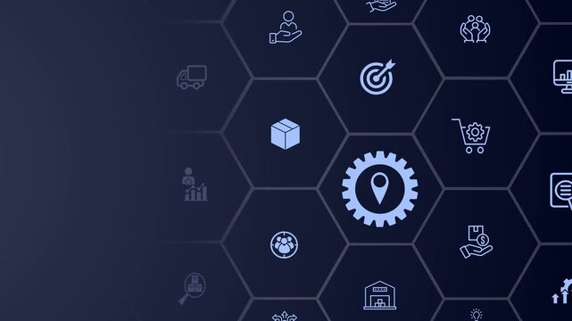 Logistic management concept on the transparent background. The efficient flow and storage of goods, services. Motion graphics of management idea. 4k video. 