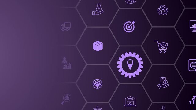 Logistic management concept on the transparent background. The efficient flow and storage of goods, services. Motion graphics of management idea. 4k video. 