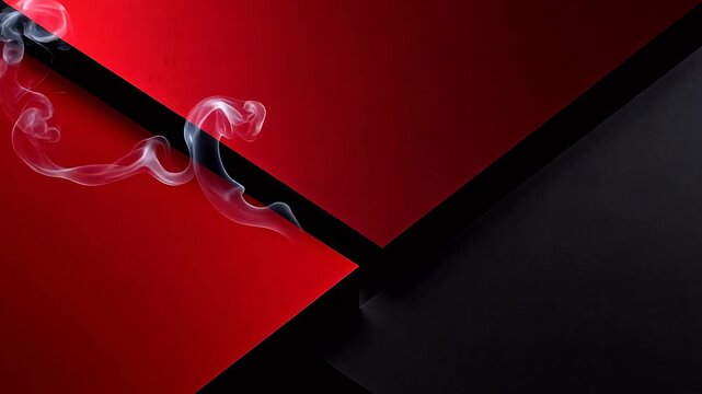 Red and black abstract design with smoke