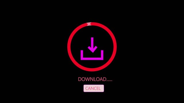 Progressive download loading animation with vibrant neon colors on black background