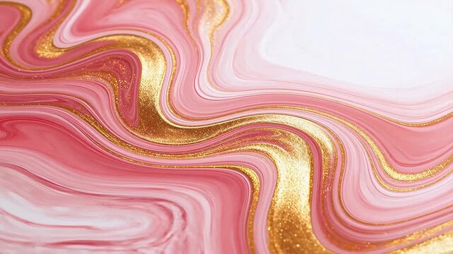 Pink and gold swirling liquid pattern