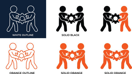 Obraz premium Teamwork icon set diverse people collaboration partnership and unity concepts