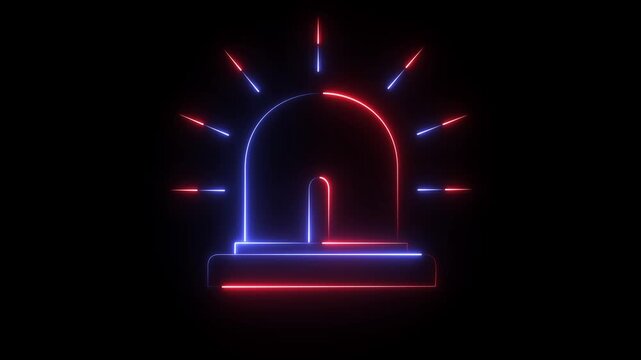 A neon-style graphic illustration of a red and blue emergency siren light. It is frequently used as a stock vector or animation for security, danger, or ambulance themes.
