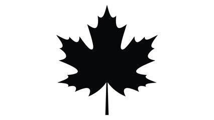 Fototapeta premium Black silhouette of a maple leaf isolated icon for autumn design projects and nature themed graphics