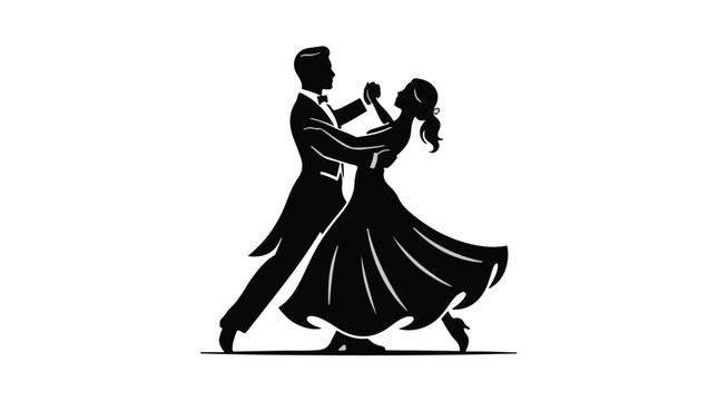 Couple dancing together in elegant ballroom style