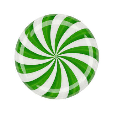 Classic peppermint candy with vibrant green and white stripes