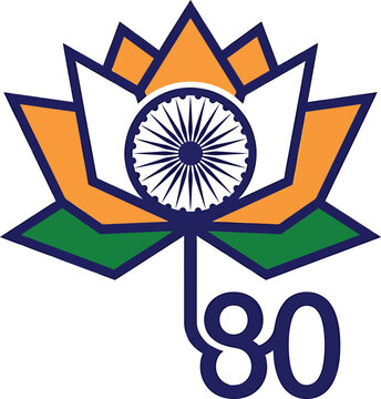 Bharatiya janata party bjp logo with the number 80, representing the 80th anniversary or a specific political campaign theme