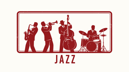Retro Jazz Band Silhouette Illustration with Musicians and Instruments. Flat vector illustration EPS 10. © Dijee Art