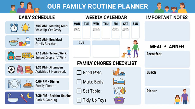 Family Routine Planner Organization Tool.