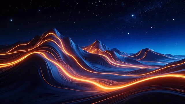 Abstract glowing mountain landscape