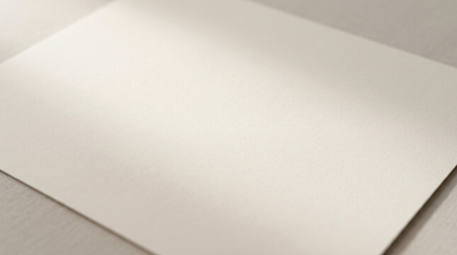 Feuille de papier blanc vierge pos&eacute;e sur une surface textur&eacute;e avec un &eacute;clairage doux.