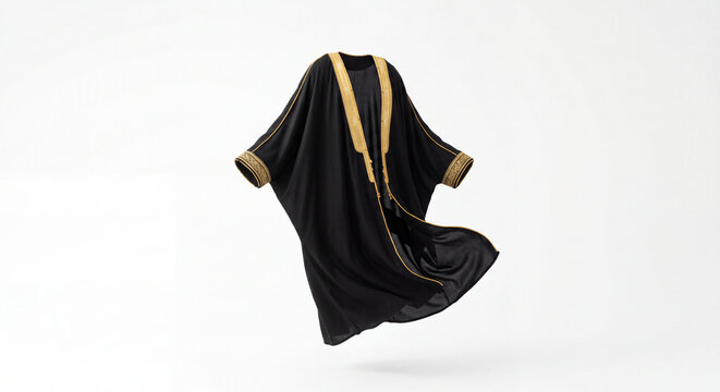 Emirati 90s Bisht Floating on White Background