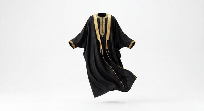 Emirati 90s Bisht Floating on White Background