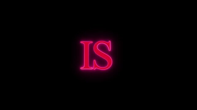 Neon pink text is glowing on black background for digital display motion graphics and creative projects