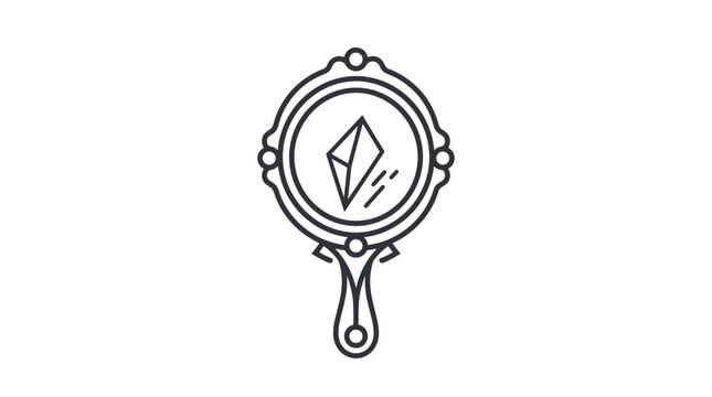 Elegant Hand Mirror Reflecting Geometric Crystal Icon