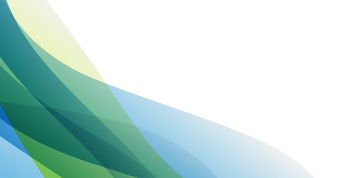 Minimal abstract background with overlapping translucent colorful waves, layers on the bottom left and white space on the upper right, ideal for modern layouts, presentations, or text placement.