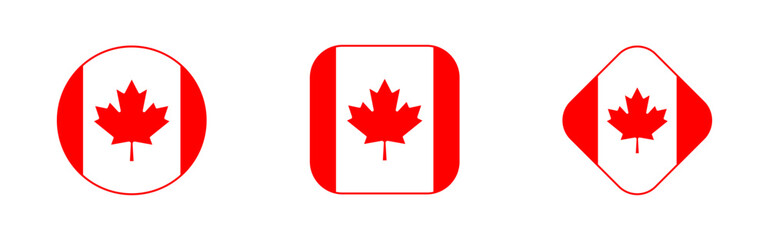Obraz premium Canadian flag glyphs in circular, rounded square, and diamond outlines represent national identity, suitable for web, app, and design projects, isolated on transparent background
