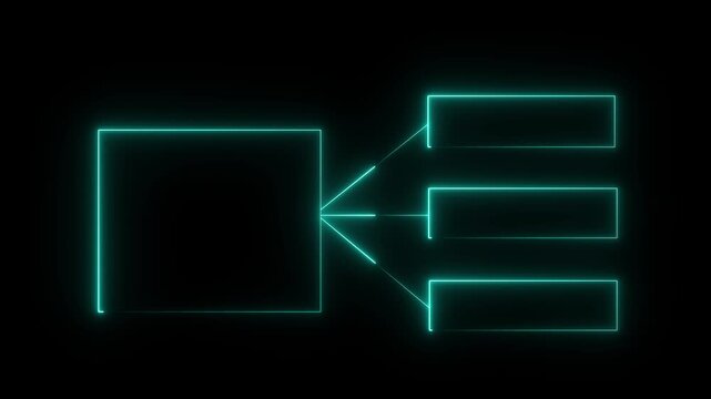 Glowing neon line Business hierarchy organogram chart infographics icon isolated. Neon flowchart, Corporate organizational structure graphic elements, network diagram, hi-tech illustration