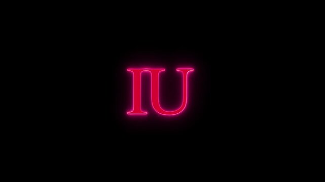 Neon pink text I U glowing effect on black background, for music video or branding, vibrant and dynamic