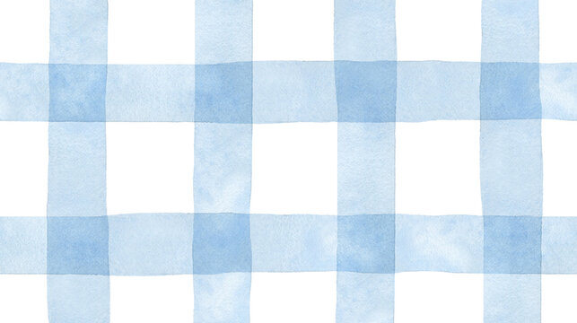 Watercolor Blue and White Checkered Pattern Design