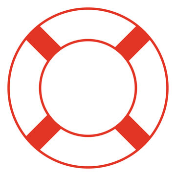 Lifebuoy illustration, color vector symbol shape of red and white life belt ring buoy