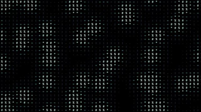 Matrix Digital Rain with Green Math and Coding Symbols on Black Background