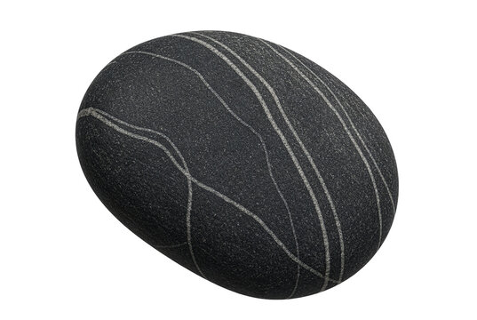 Single natural black river stone element