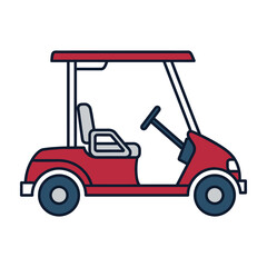 Fototapeta premium Red golf cart with roof and steering wheel on white background