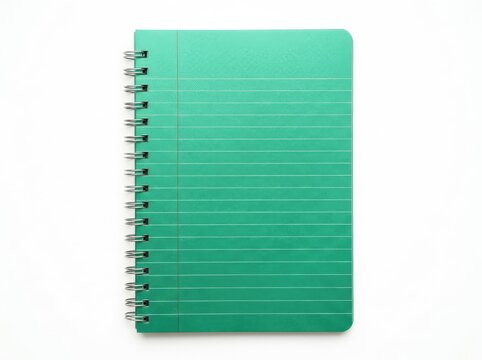 A green spiral notebook with lined pages, perfect for writing notes or journaling.