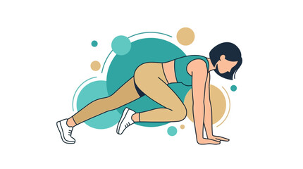Fototapeta premium Sporty woman performing mountain climber exercise illustration.