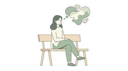 Fototapeta premium Woman sitting on bench daydreaming