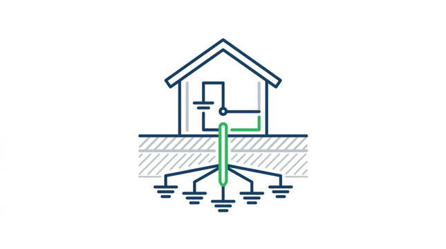Electrical grounding system diagram for a house safety.