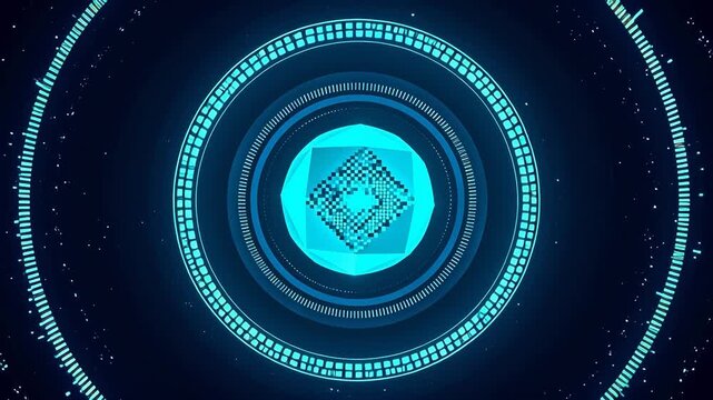 Abstract digital graphic with blue circular patterns
