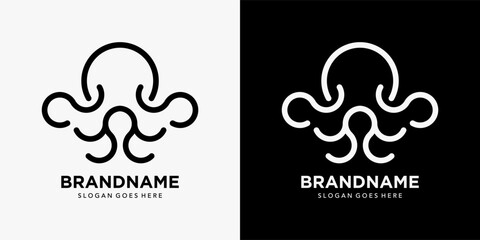 simple octopus line drawing vector logo © Syibil