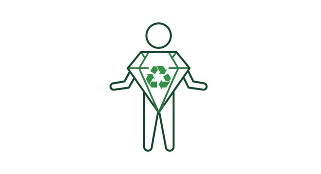 Person Holding Diamond with Recycling Symbol, Eco-Friendly Concept, Sustainability Icon