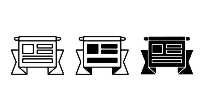 Presentation Board Icons, Three Styles, Information Display, Business Meeting Graphics, Vector Set