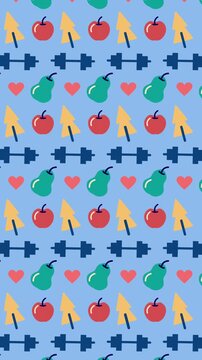Healthy Lifestyle Fitness Pattern Background Seamless Loop Animation