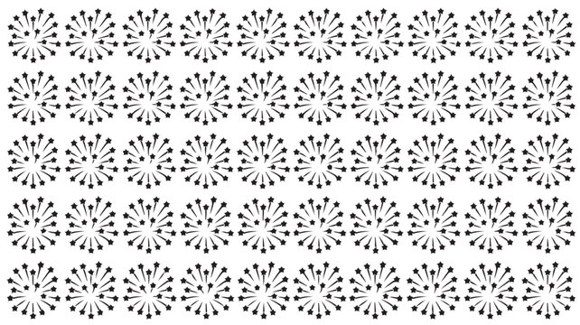 Minimalist dandelion seed pattern, black and white floral vector background, repeating botanical burst texture for textile design and wrapping paper