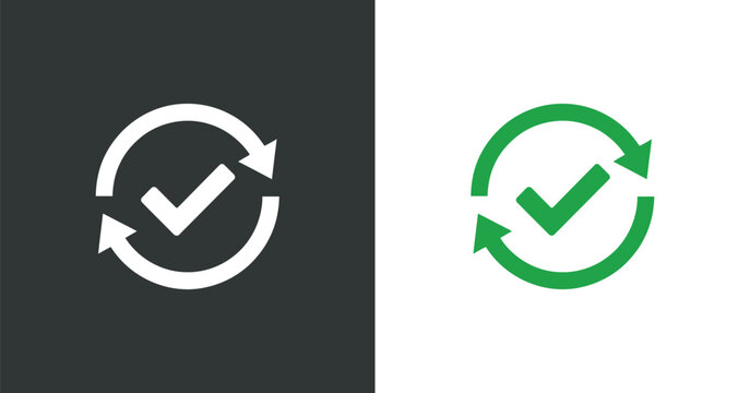 Circular checkmark with arrows flat icon on contrasting fields