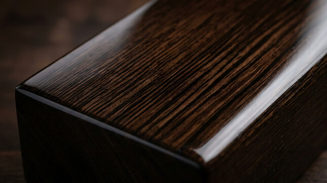 Polished dark ebony wood surface with high gloss finish