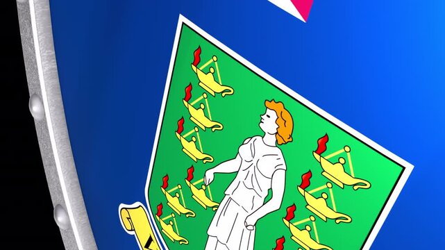 Metallic Shield Transitions with the Flag of Overseas Territory British Virgin Islands of United Kingdom