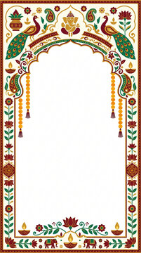 Indian wedding invitation card template blank