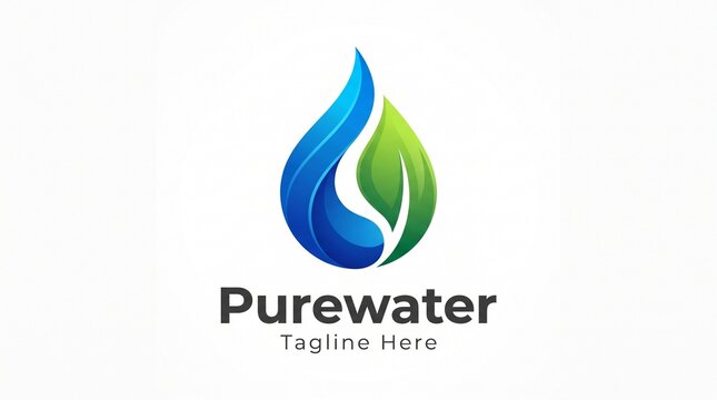 Water droplet and leaf shape vibrant vector logo design